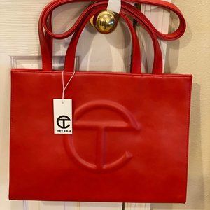 Brand new 100% authentic Telfar medium Red shopping bag-4